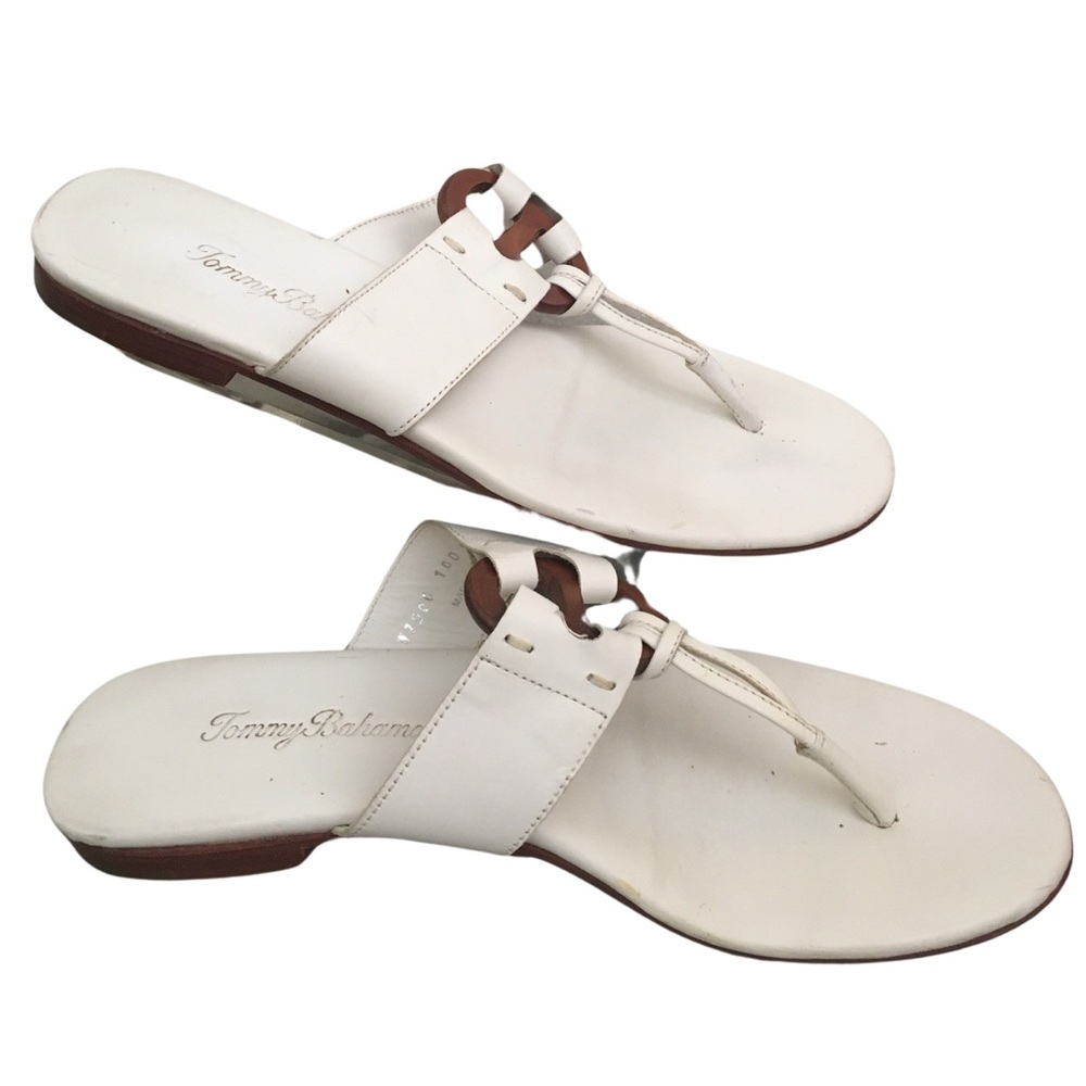 Tommy Bahama sandals leather white 8b